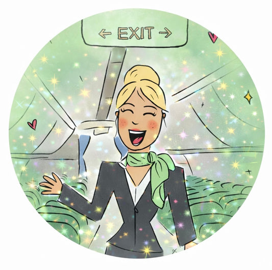 Sticker stewardess groene achtergrond