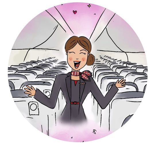 Sticker stewardess rood/grijs
