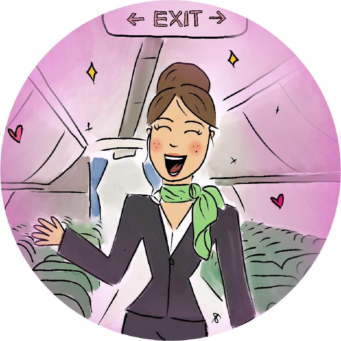Sticker stewardess groen