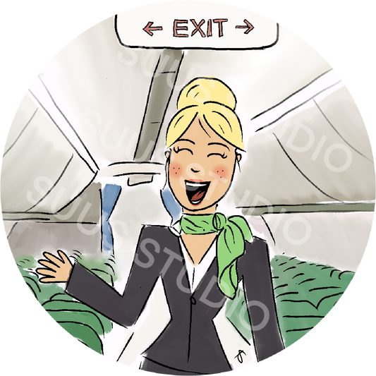 Sticker stewardess groen
