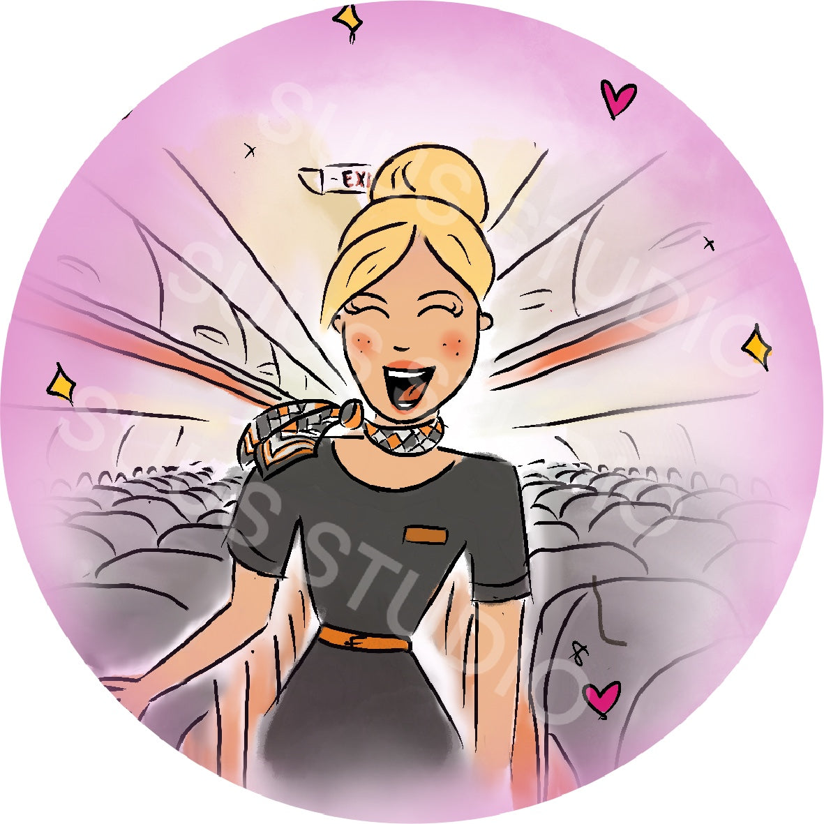 Sticker stewardess oranje/grijs