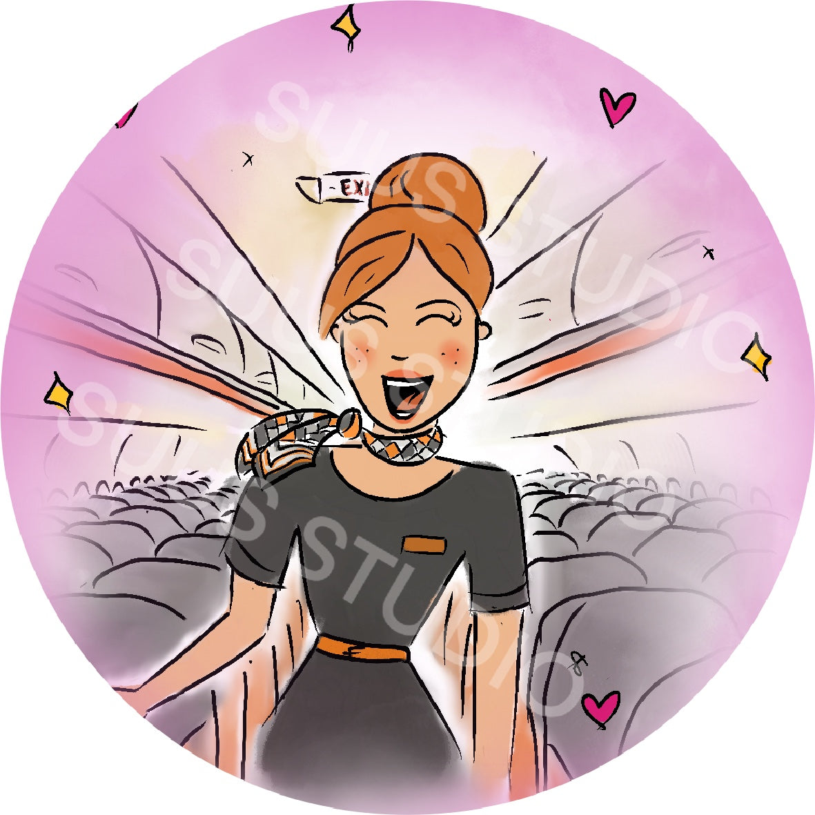 Sticker stewardess oranje/grijs