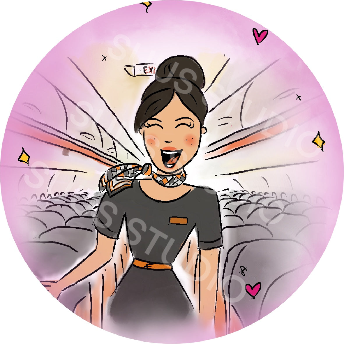 Sticker stewardess oranje/grijs