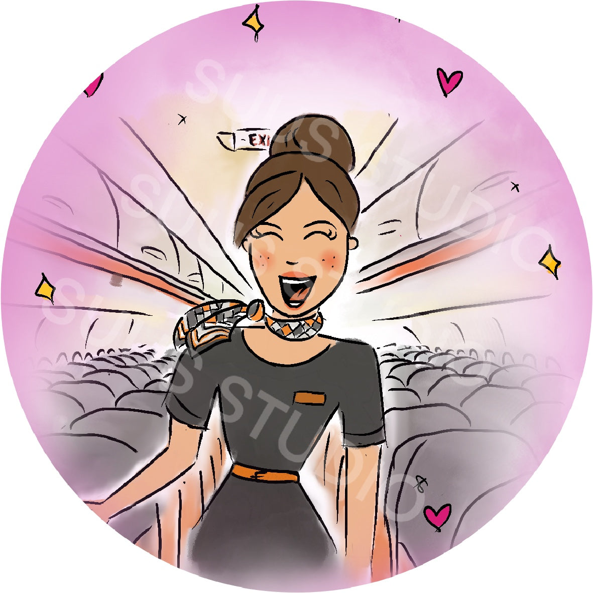 Sticker stewardess oranje/grijs