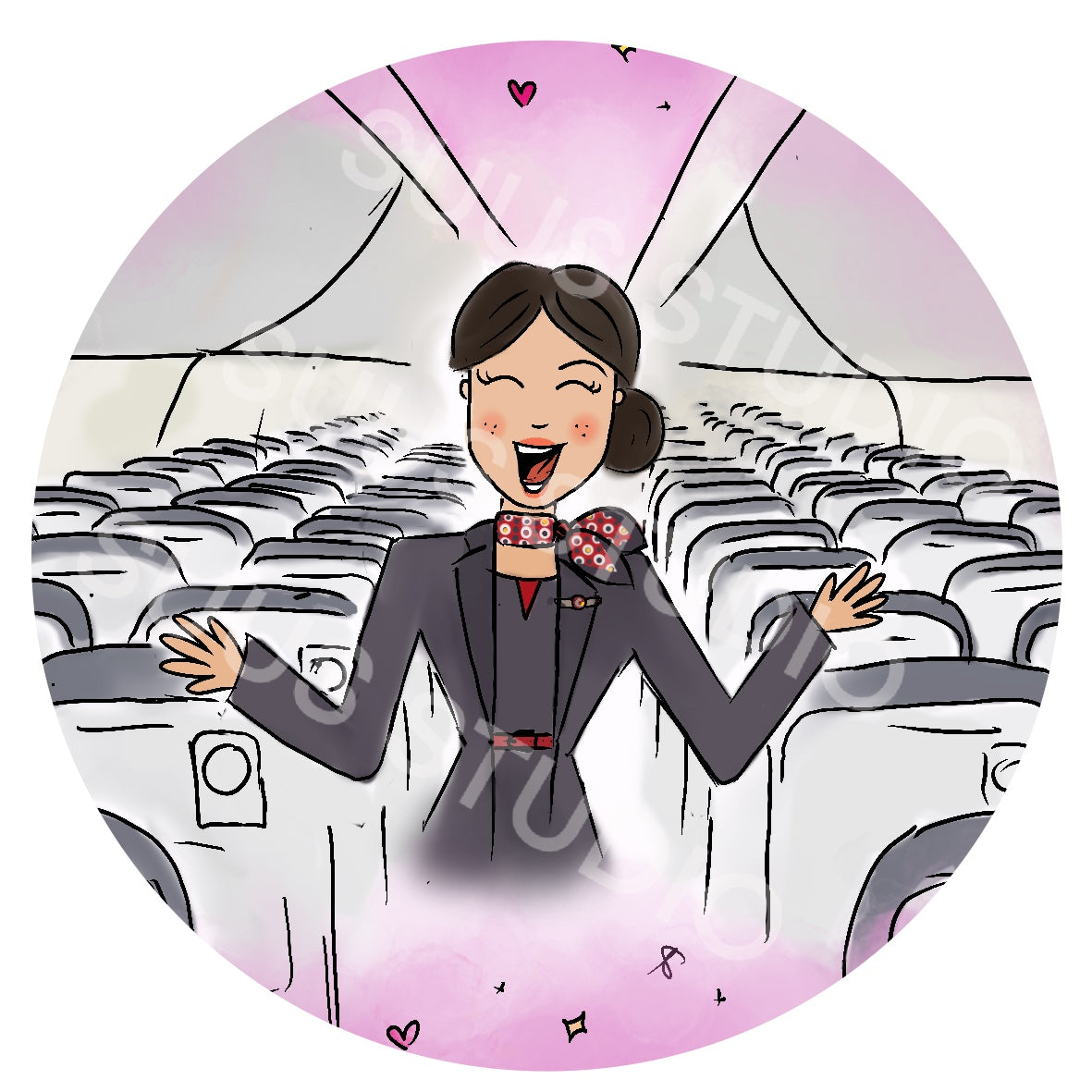 Sticker stewardess rood/grijs