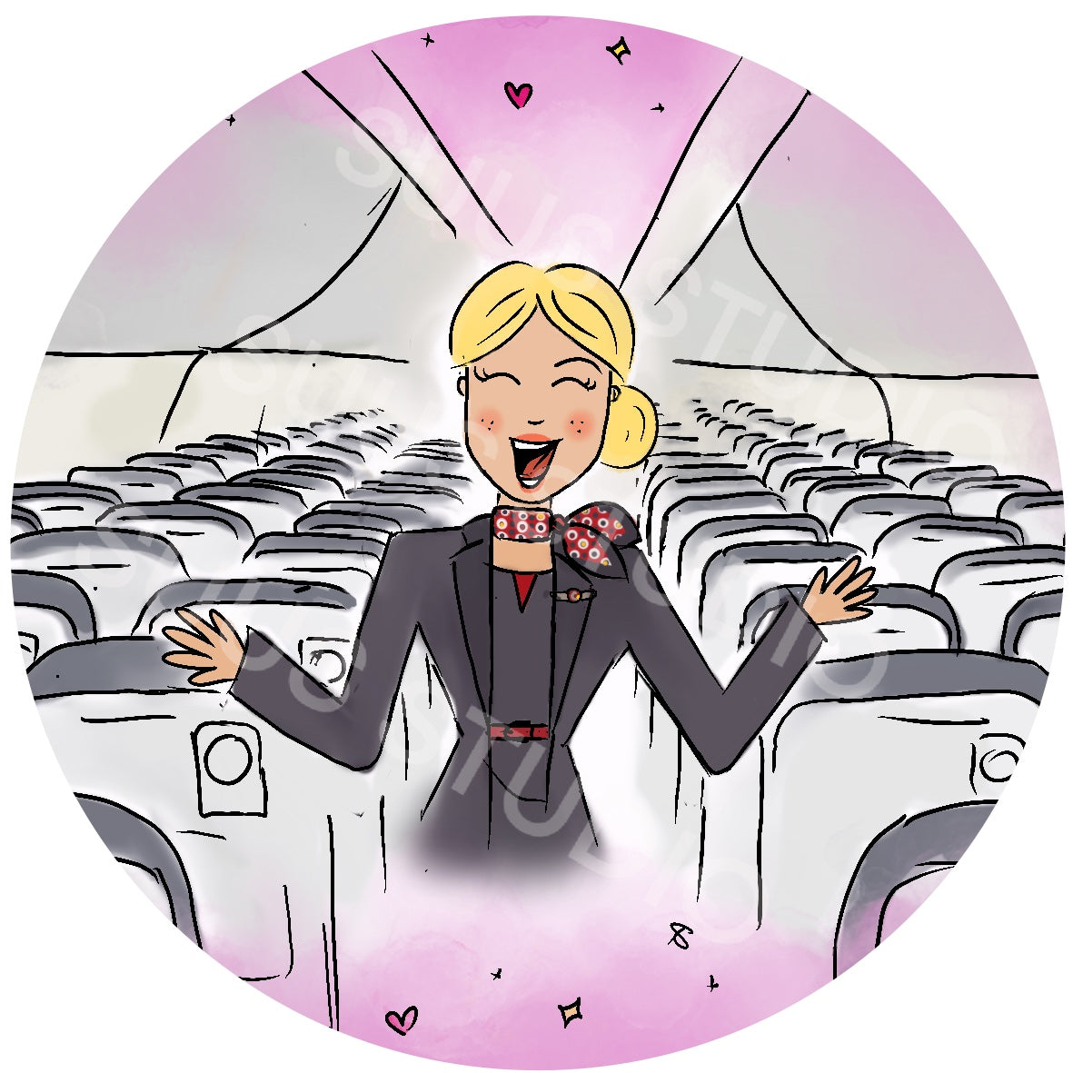 Sticker stewardess rood/grijs