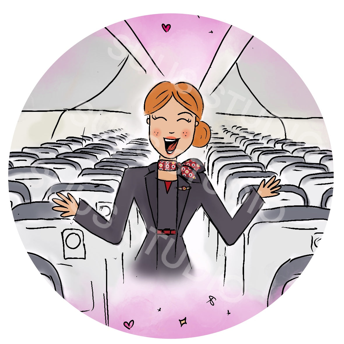 Sticker stewardess rood/grijs