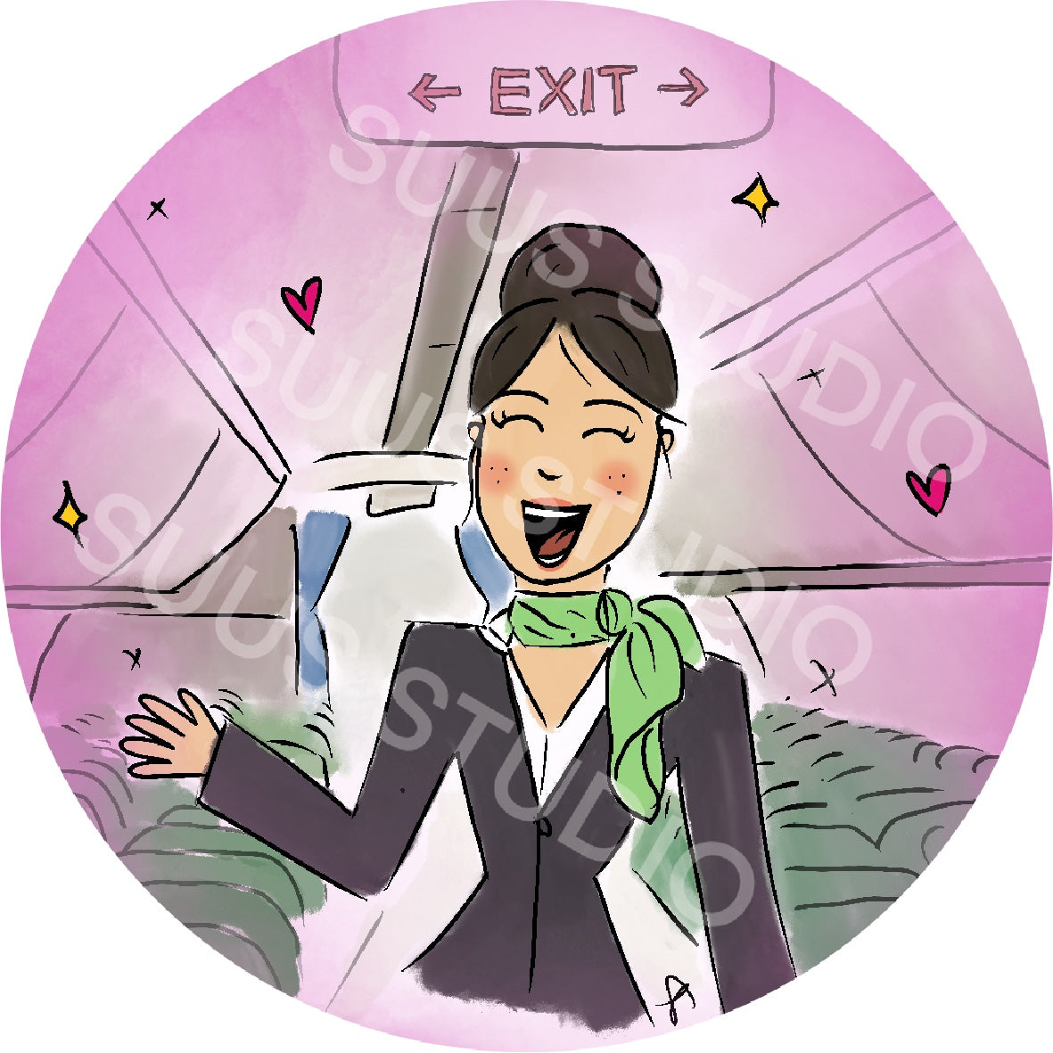 Sticker stewardess groen