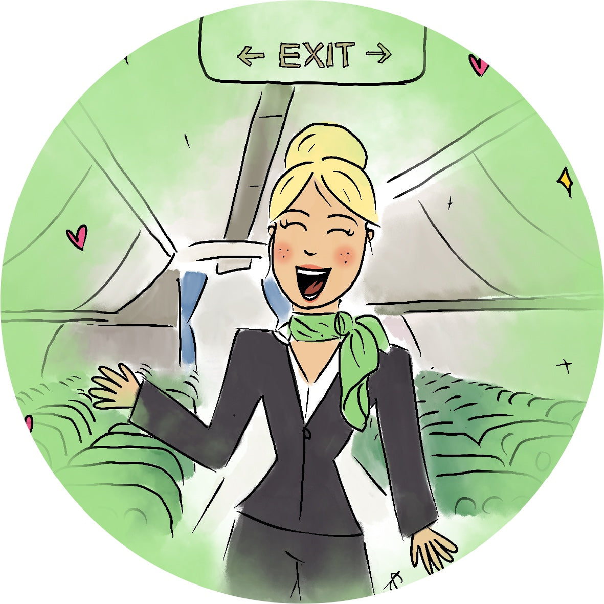 Sticker stewardess groen