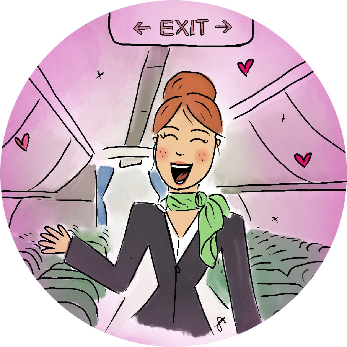 Sticker stewardess groen