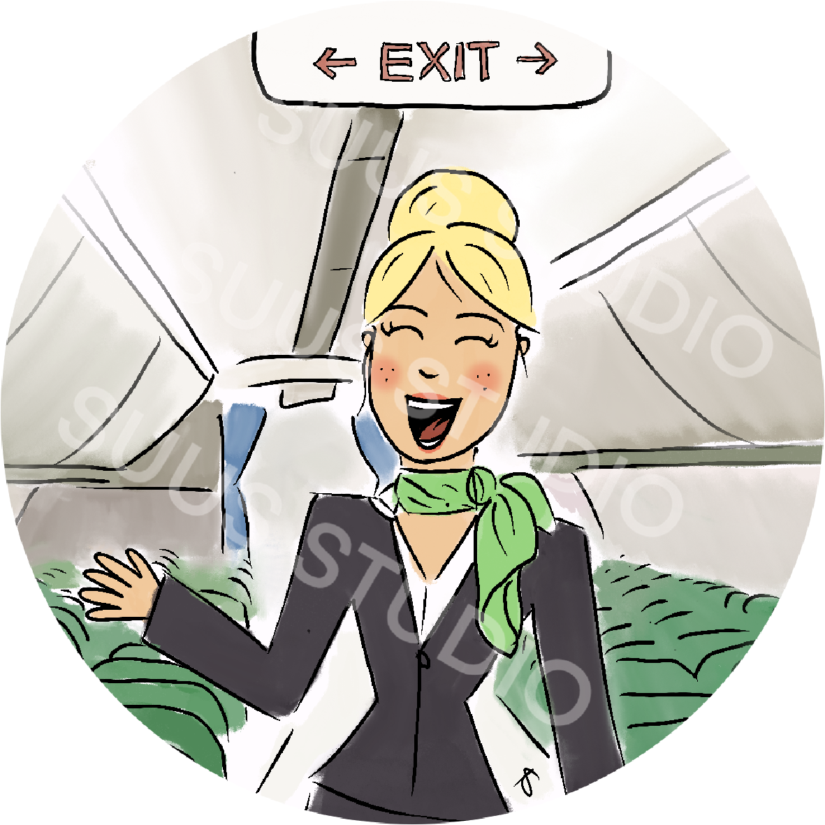 Sticker stewardess groen