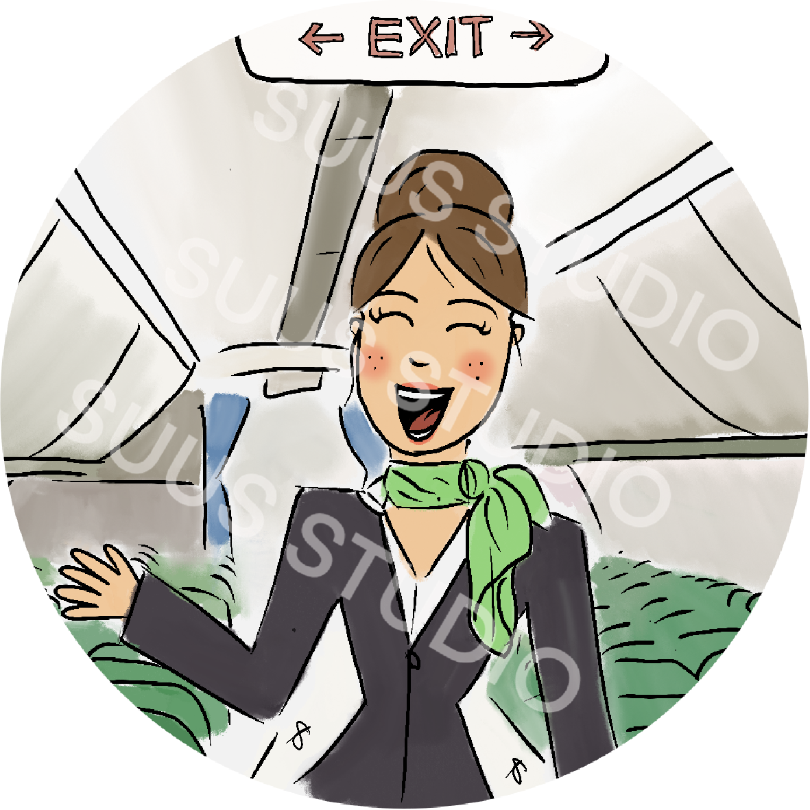 Sticker stewardess groen
