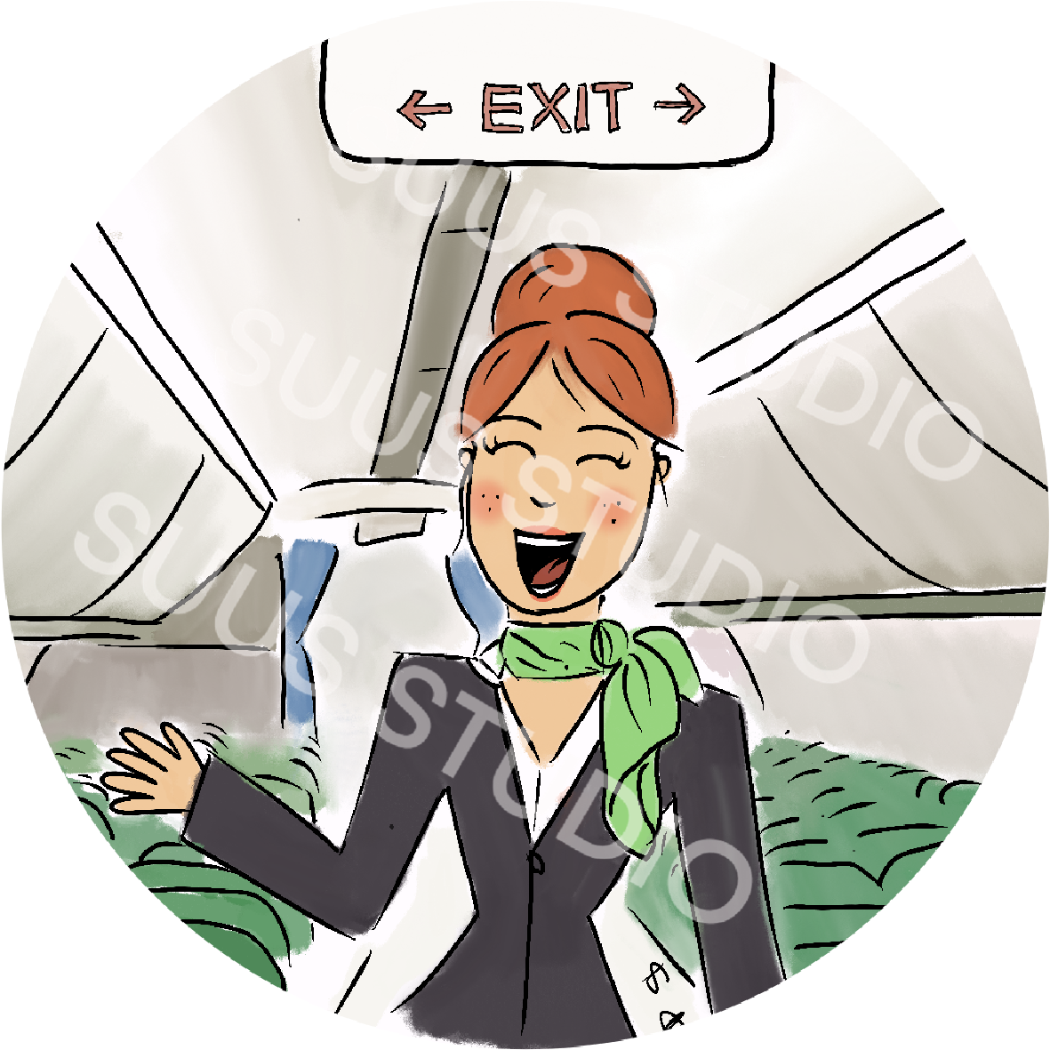Sticker stewardess groen