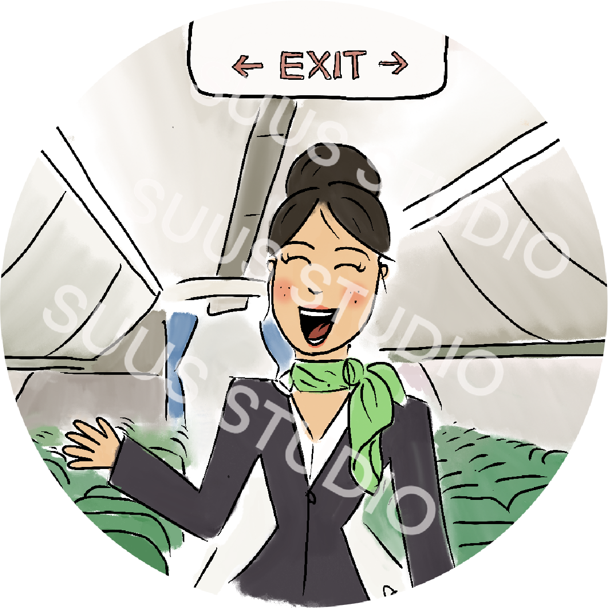 Sticker stewardess groen